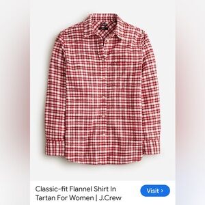 Red and White Plaid Button classic fit J Crew tartan Size 6